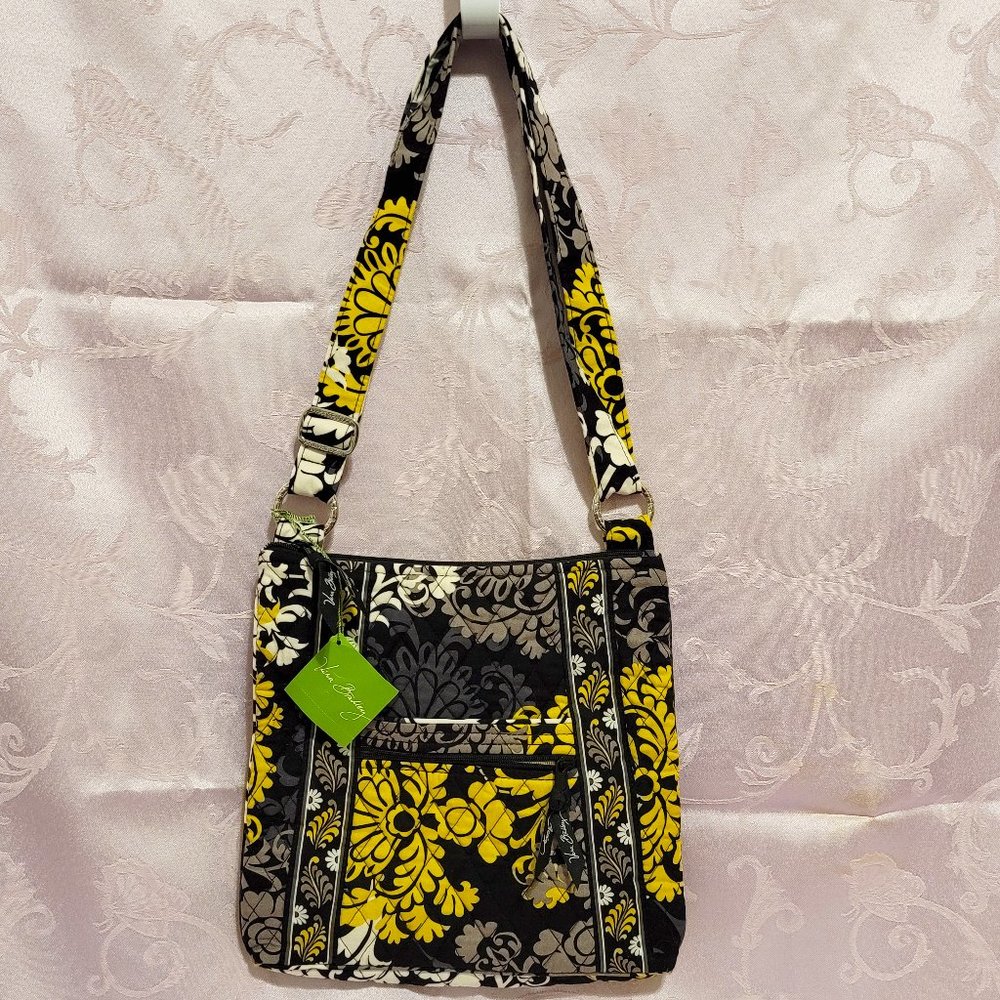 VERA BRADLEY Crossbody Bag in Baroque Pattern - Black Yellow Gray NWT!